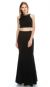 Beaded Neck Crop Top Fitted Skirt Two-Piece Prom Dress in Black